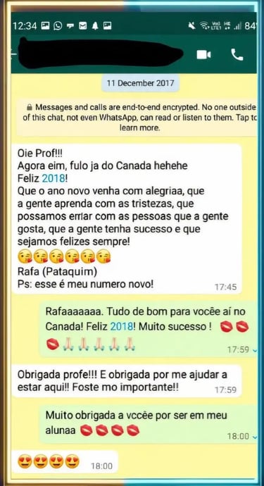 Captura de conversación de un alumno que alcanzó su meta en el IELTS
